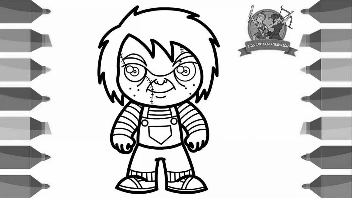 Intensive chucky doll coloring page