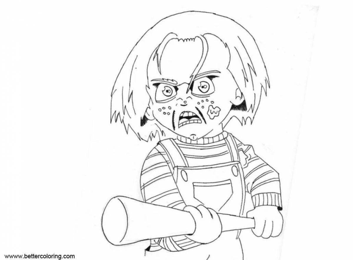 Coloring page adorable chucky doll