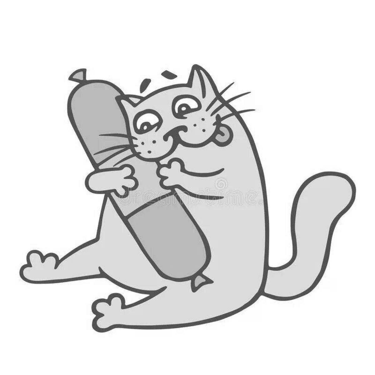 Adorable cat sausage coloring page