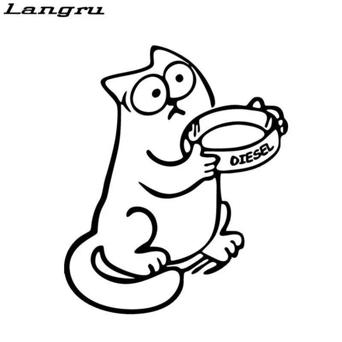 Sweet cat sausage coloring page