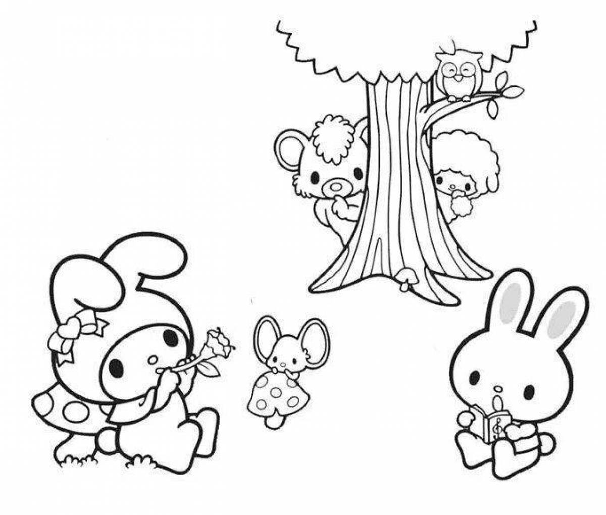 Happy kuromi mini coloring page