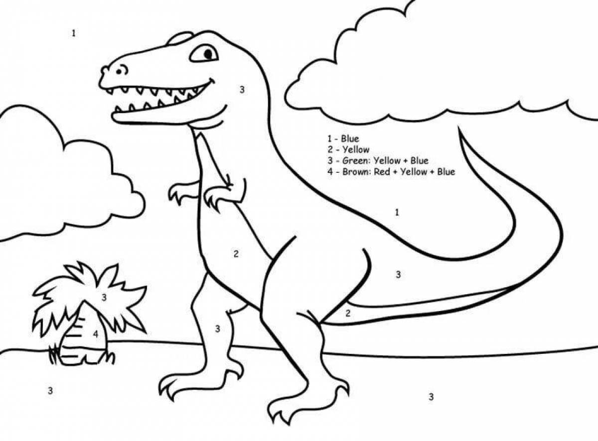 Раскраска по цифрам динозавры