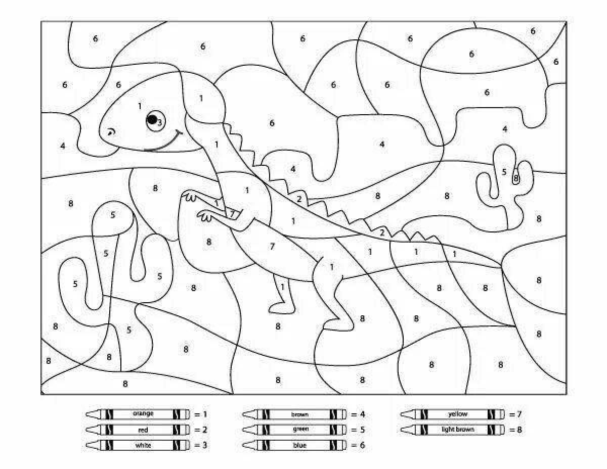Раскраска по цифрам динозавры