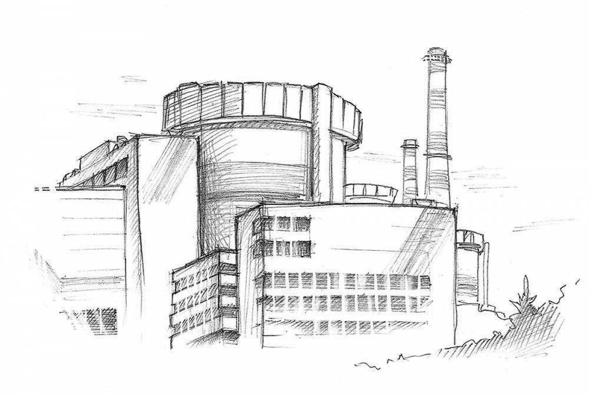 Электростанция рисунок. Рисунок Чернобыльская АЭС атомная электростанция. Нарисовать атомную электростанцию Чернобыля. Рисунок атомной станции Калининской. Чернобыльская атомная электростанция раскраска.