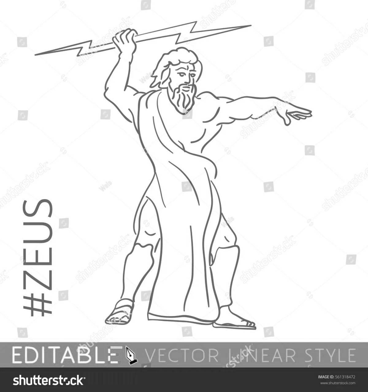 Shining coloring of the god Zeus