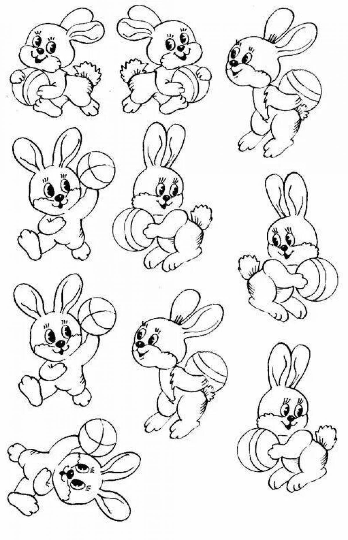 Coloring page joyful rabbit