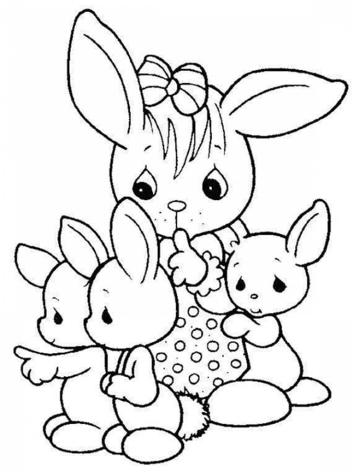 Раскраска занятый маленький кролик