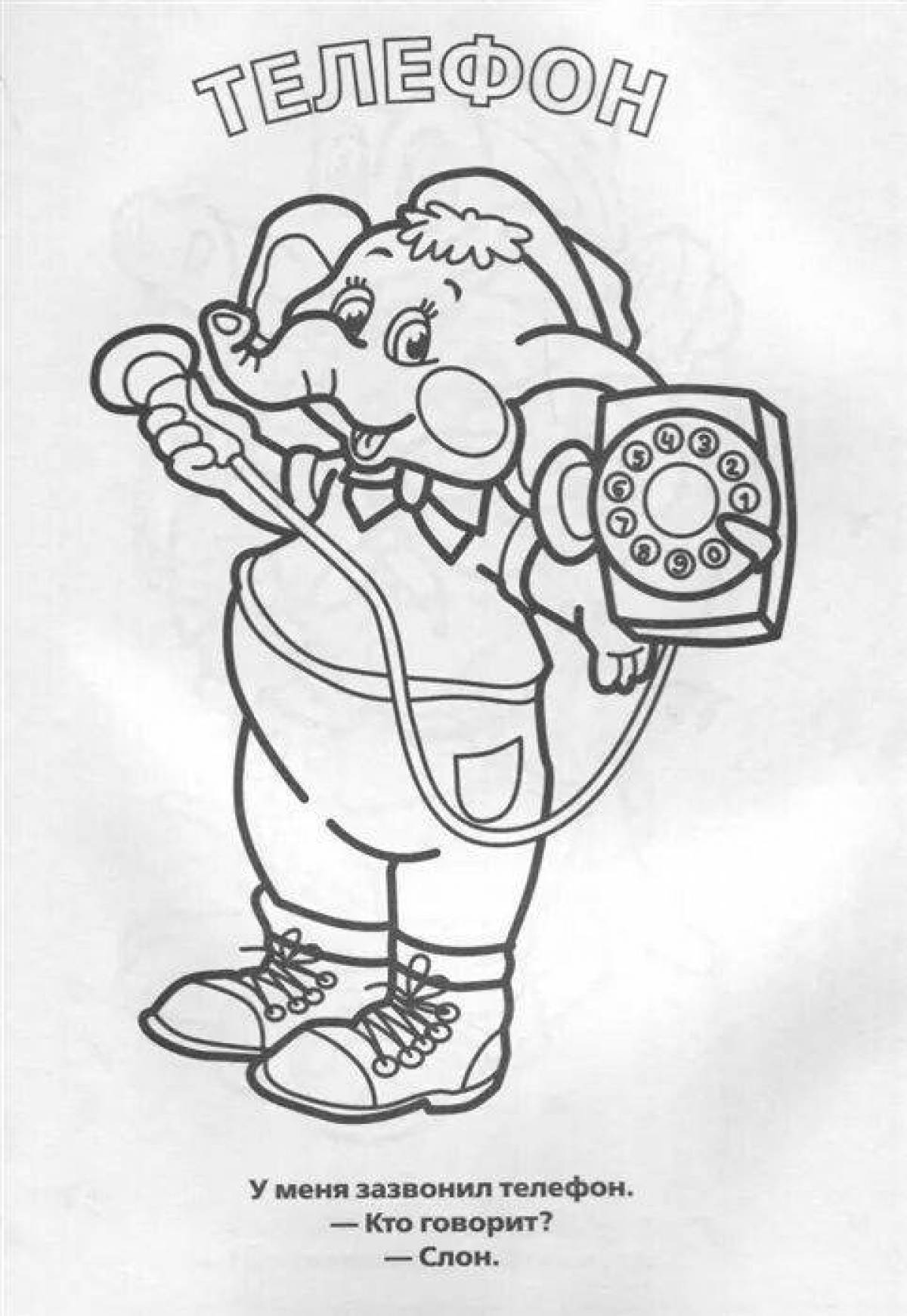 Chukovsky's colorful phone coloring page