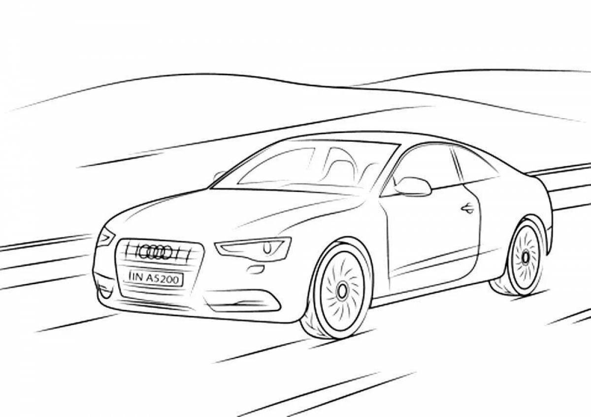 Colorful audi car coloring page