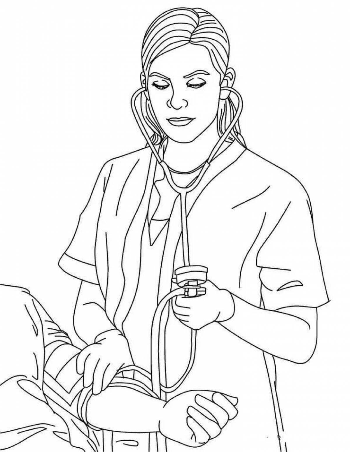 Exciting doctor profession coloring page