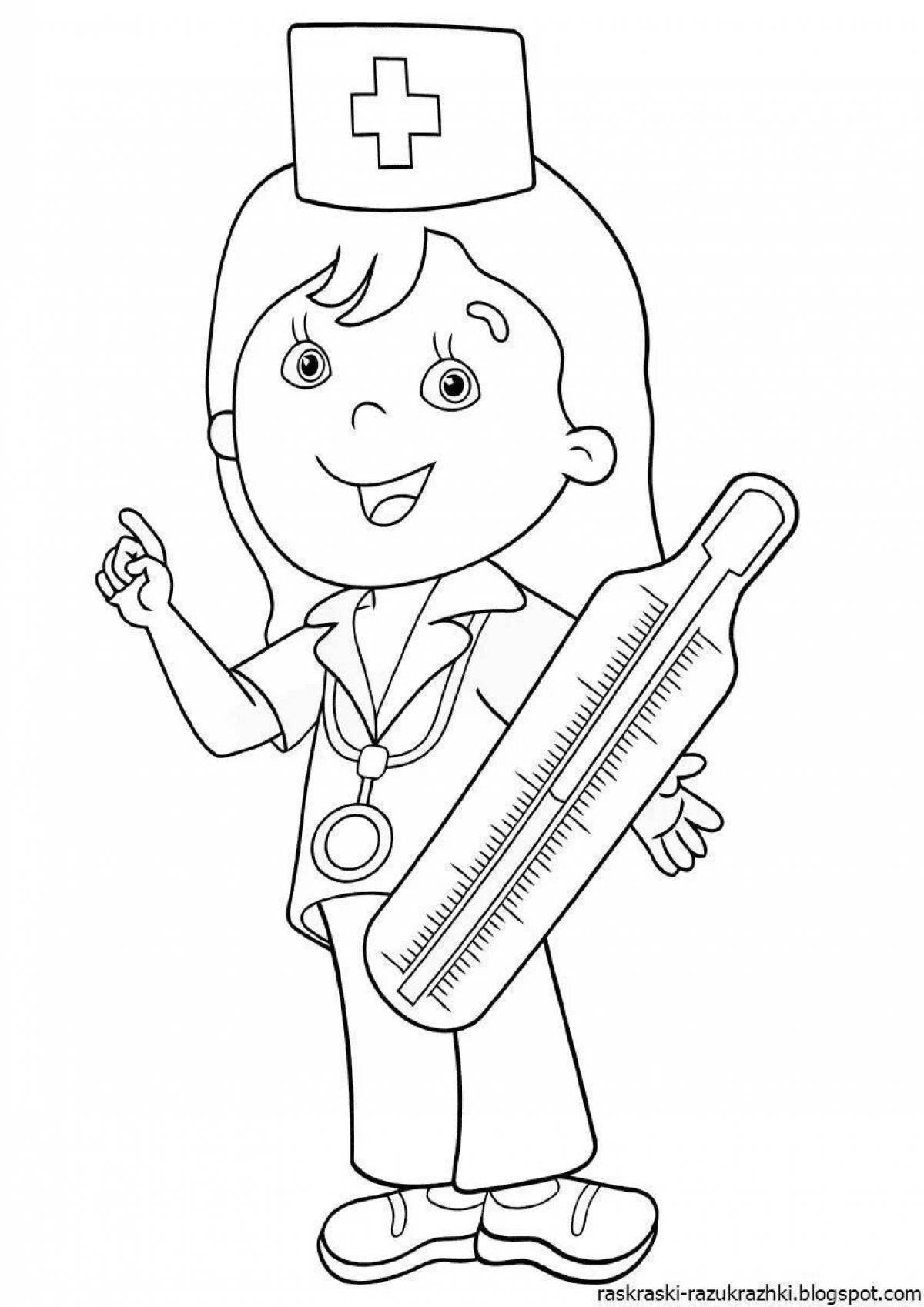 Coloring book fabulous profession of a doctor
