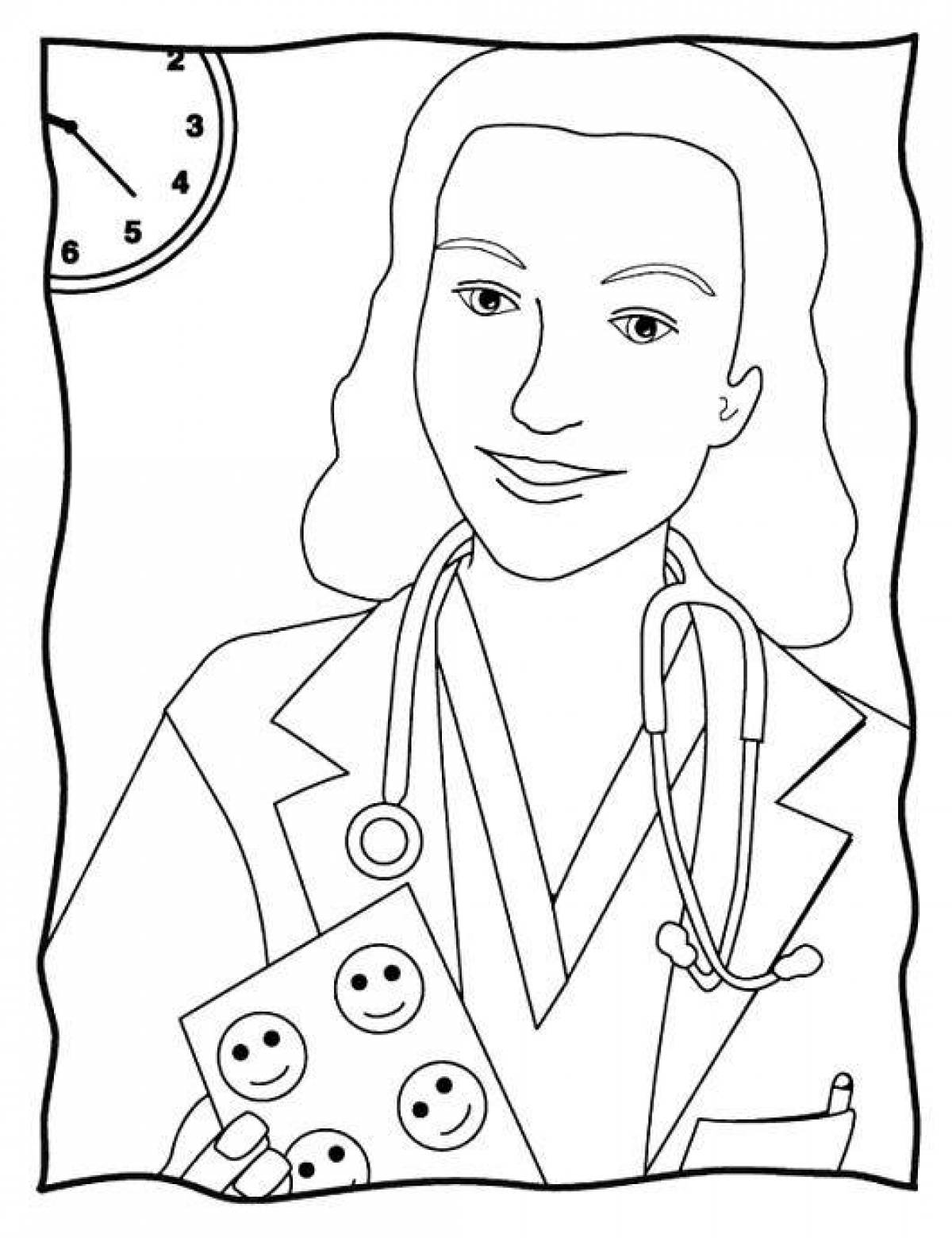 Charming doctor profession coloring page