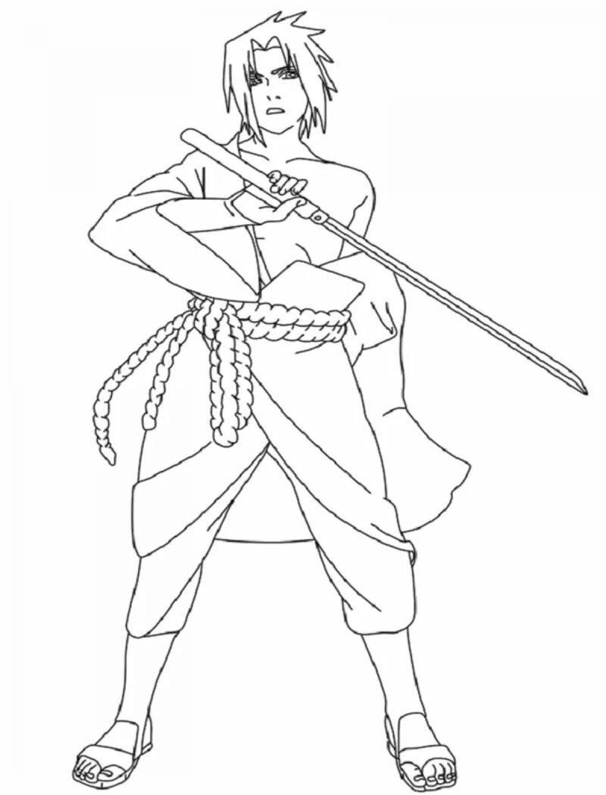 Glorious uchiha sasuke coloring page