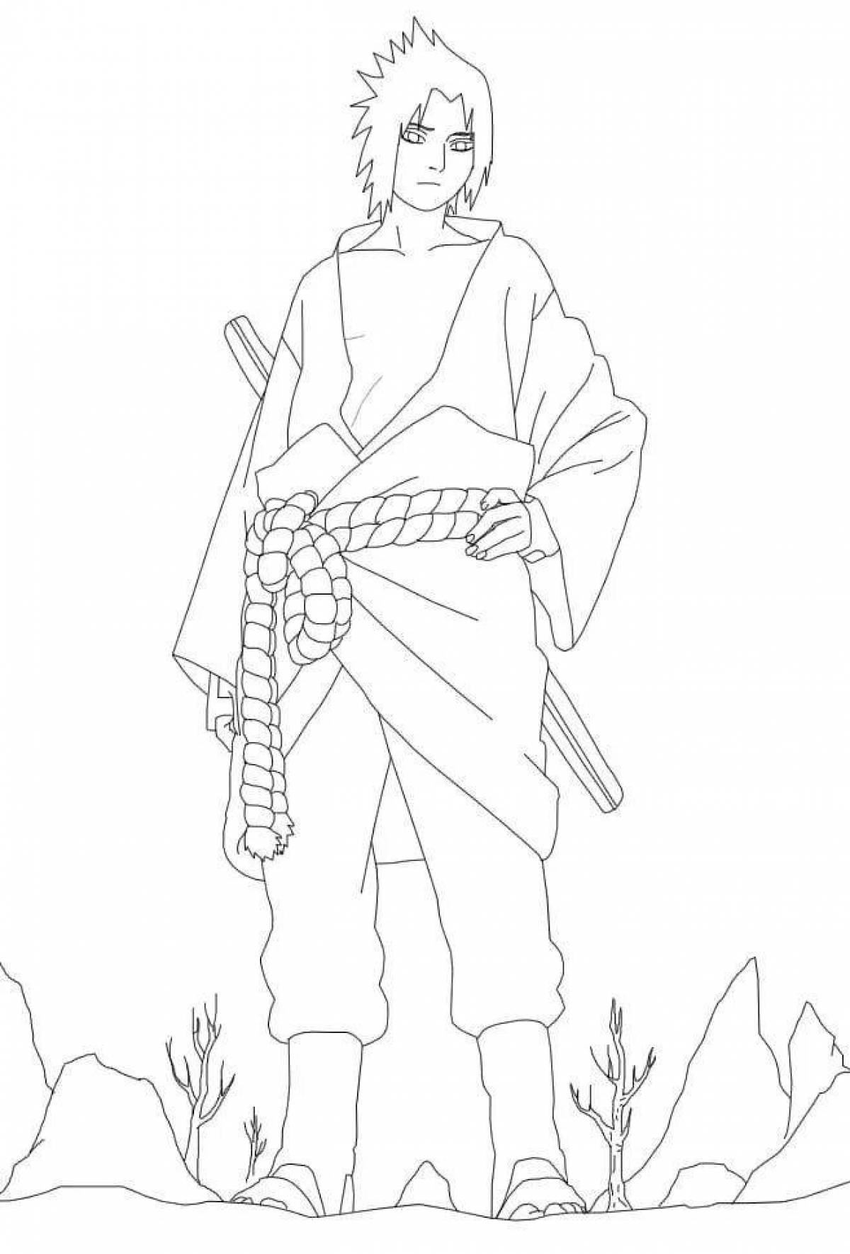 Charming uchiha sasuke coloring page