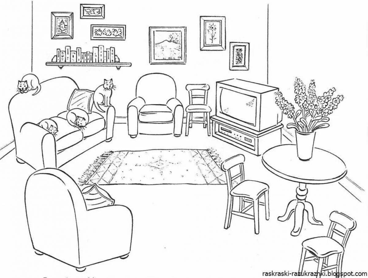 Gorgeous furniture coloring page