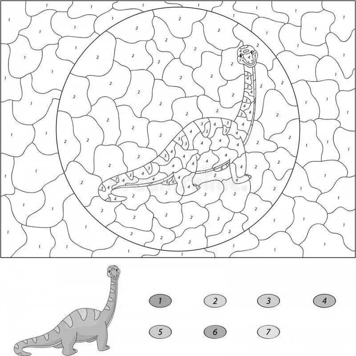 Dinosaur coloring by numbers