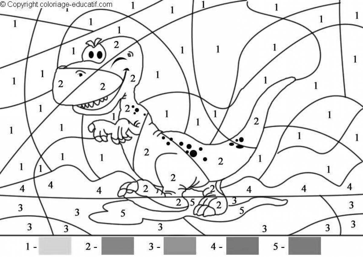 Увлекательная раскраска динозавры по номерам