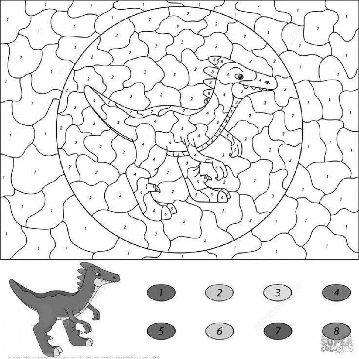 Gorgeous dinosaur coloring by numbers
