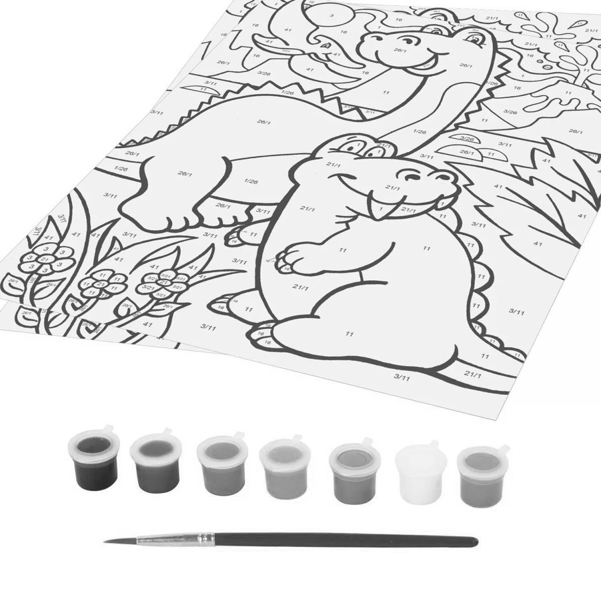 Amazing dinosaur coloring pages by numbers