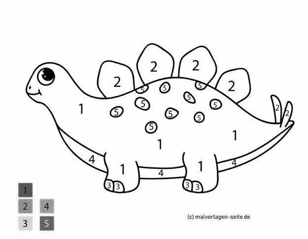 Beautiful coloring dinosaurs by numbers