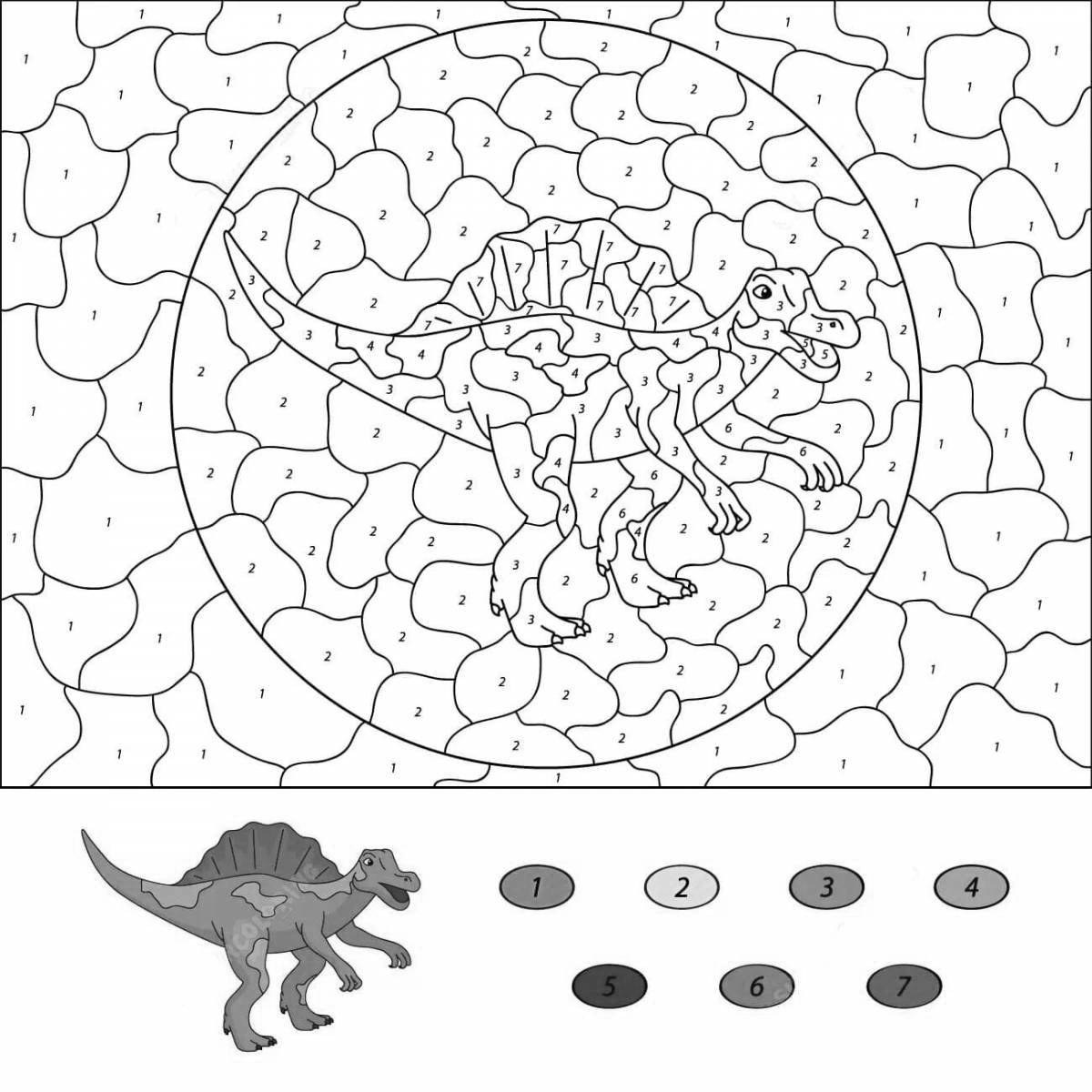 Majestic coloring dinosaurs by numbers