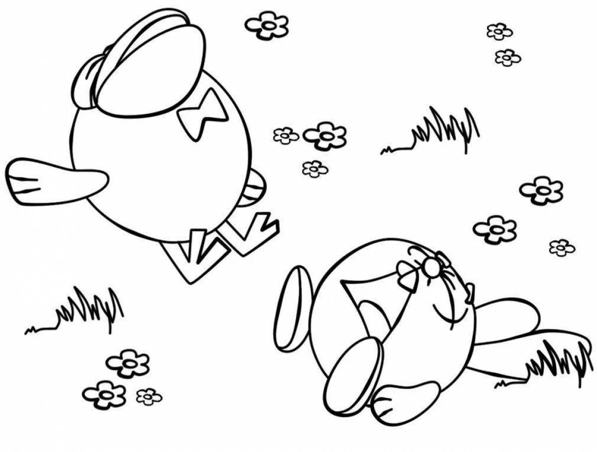 Coloring page cute baby and hedgehog
