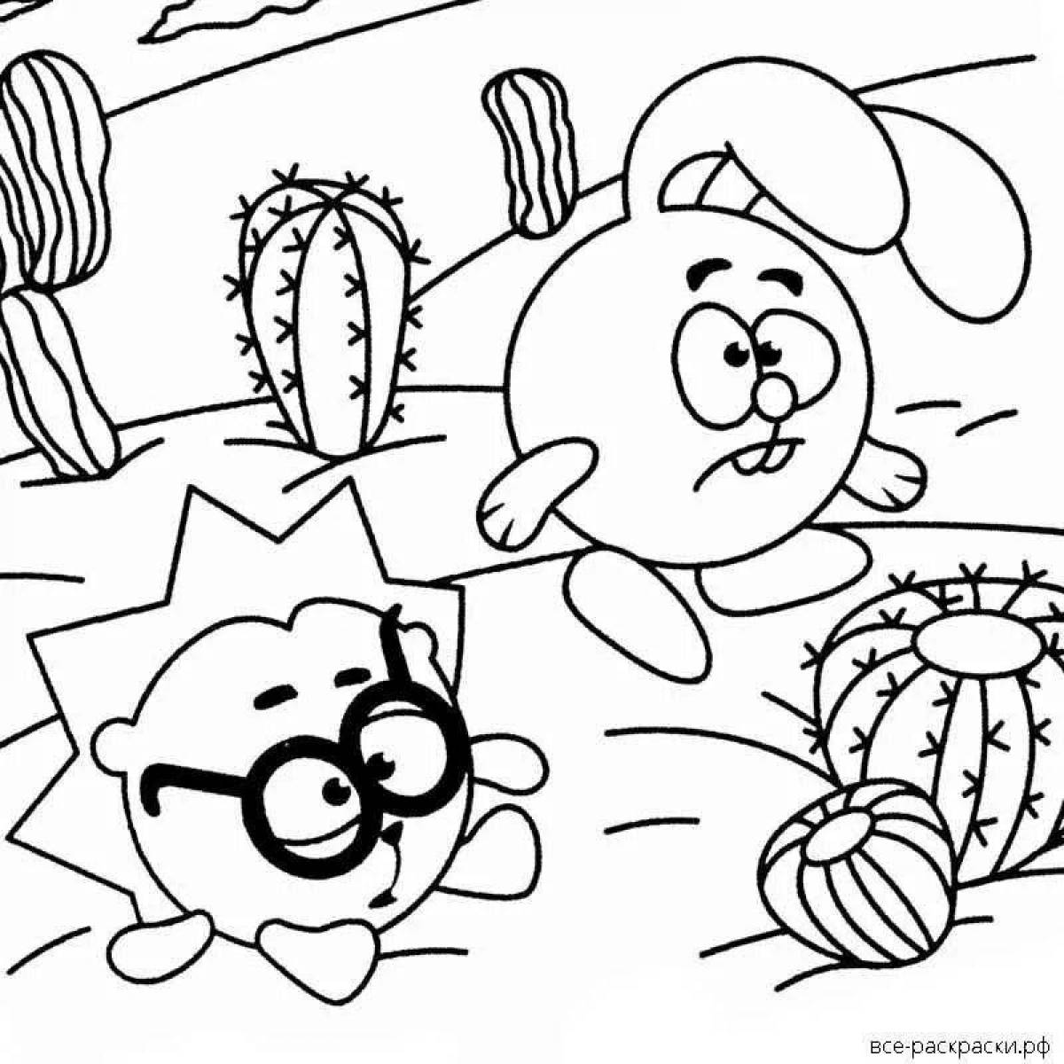 Coloring radiant baby and hedgehog