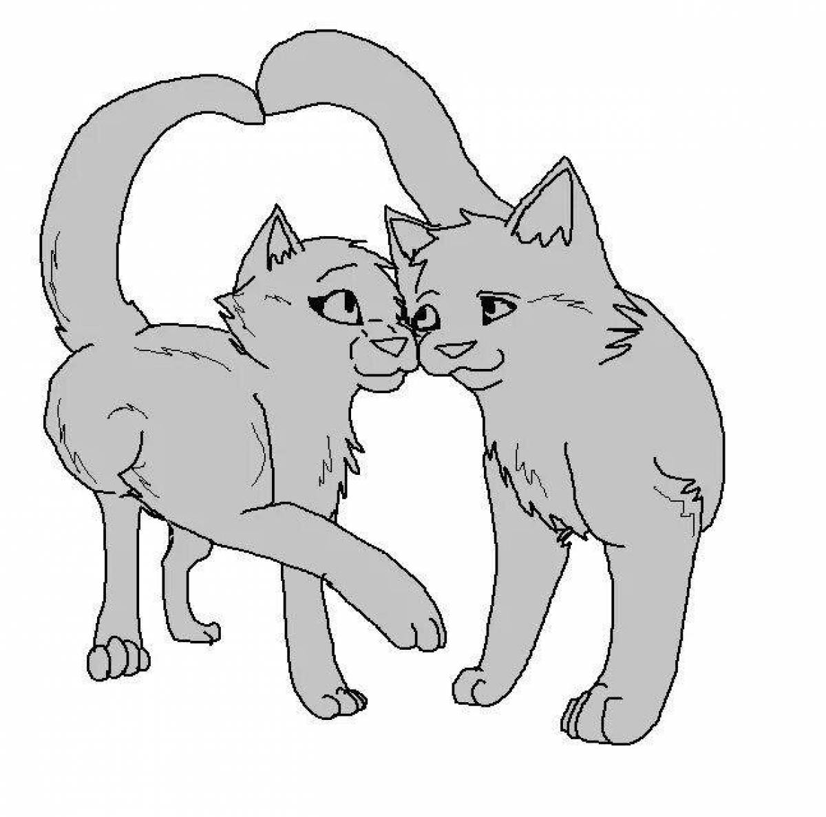 Majestic warrior cat couple coloring book
