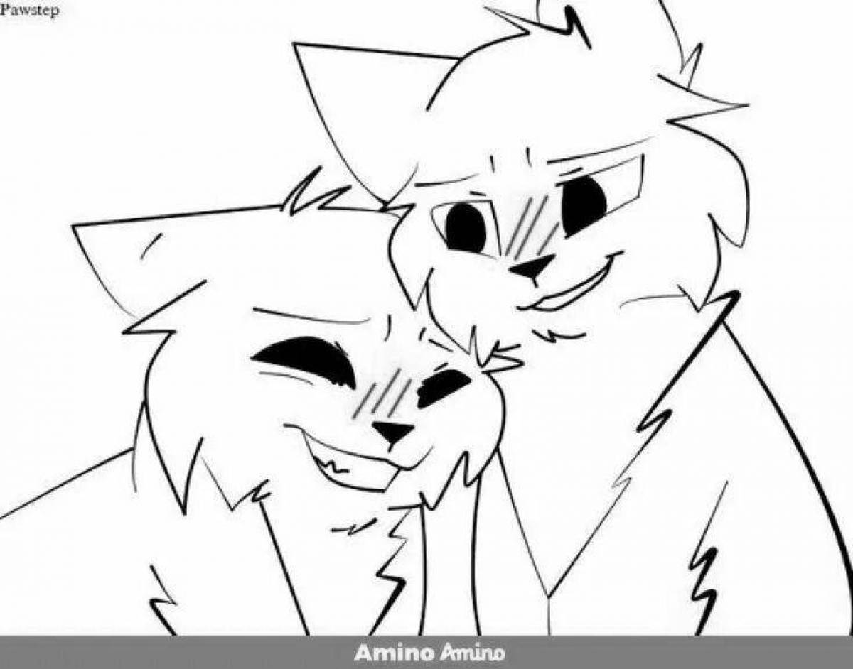 Радиантная раскраска пара котов-воителей