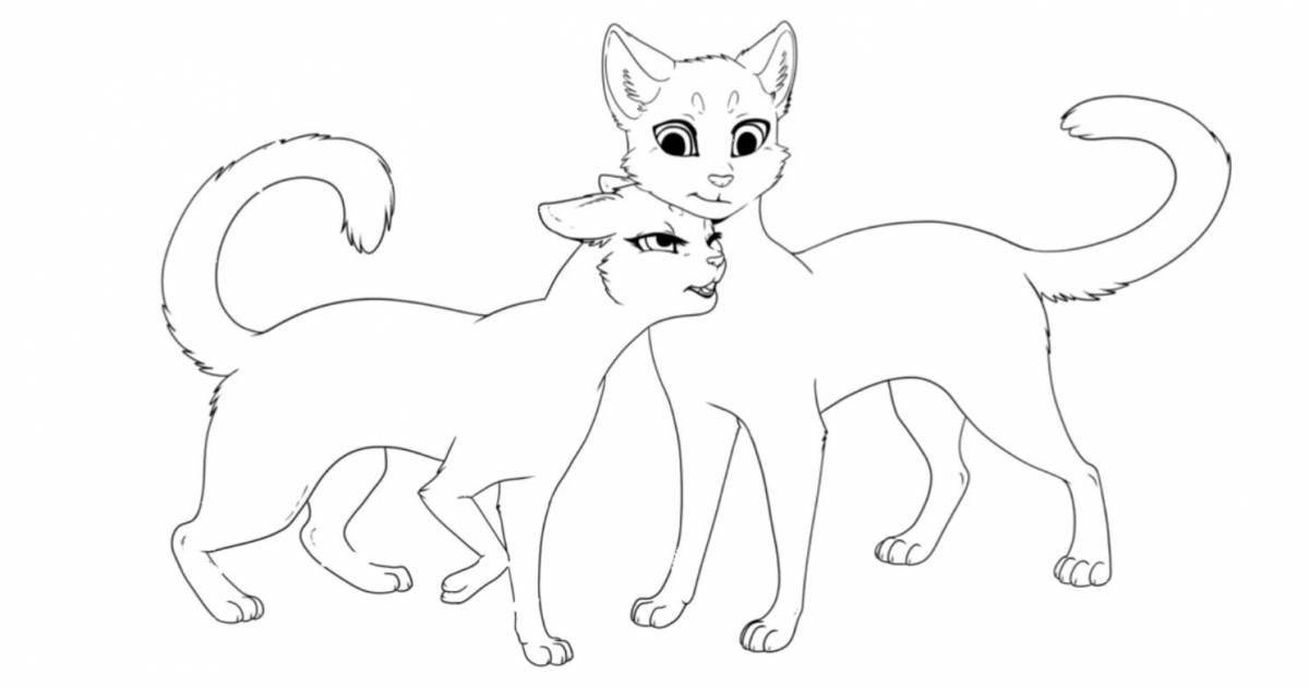 Изысканная раскраска пара котов-воителей