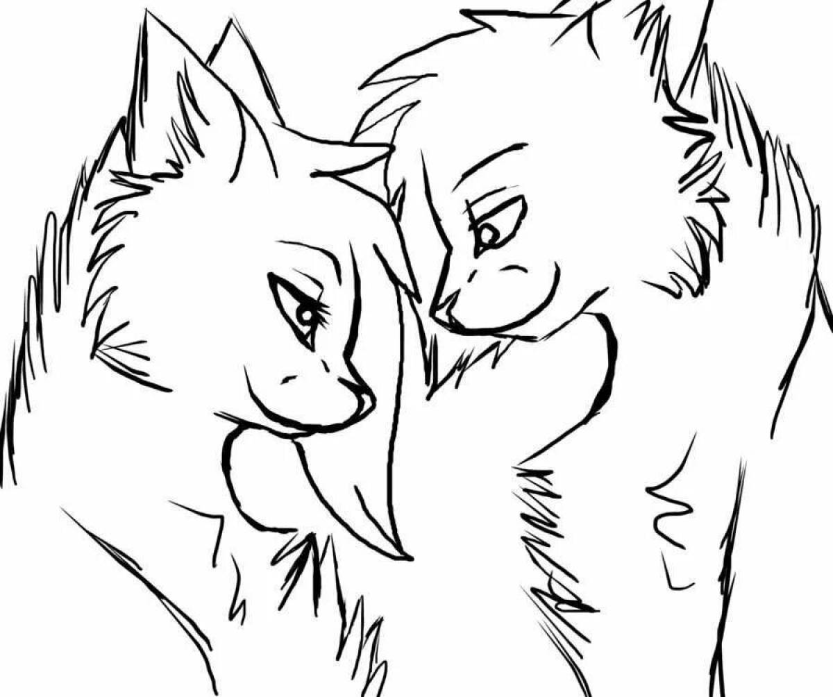 Dazzling coloring of a pair of warrior cats