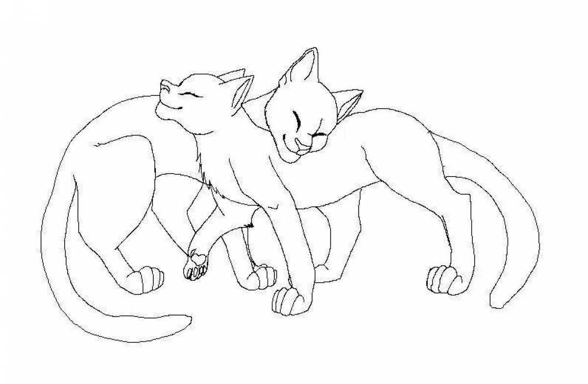 Coloring sublime couple of warrior cats
