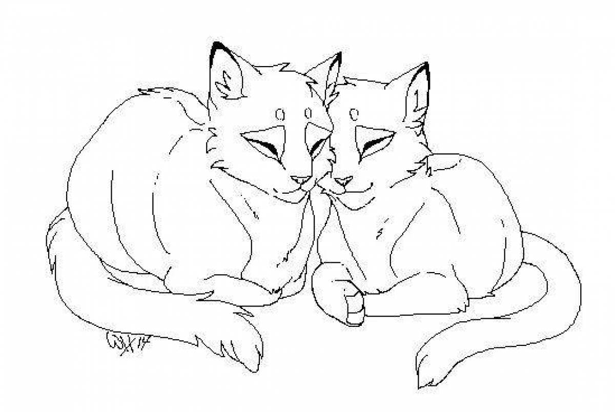 Роскошная раскраска пара котов-воителей