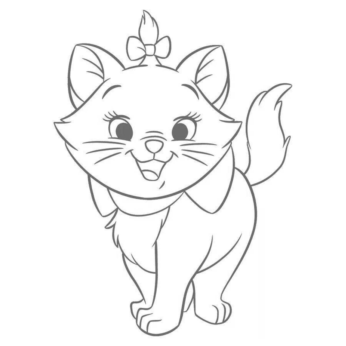 Раскраска милый котенок с бантиком