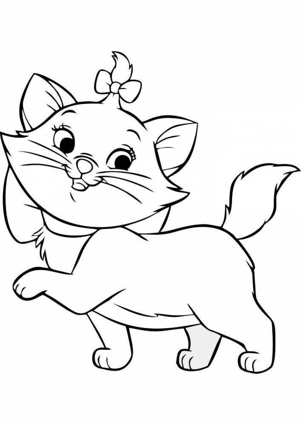 Adorable kitten with a bow coloring book