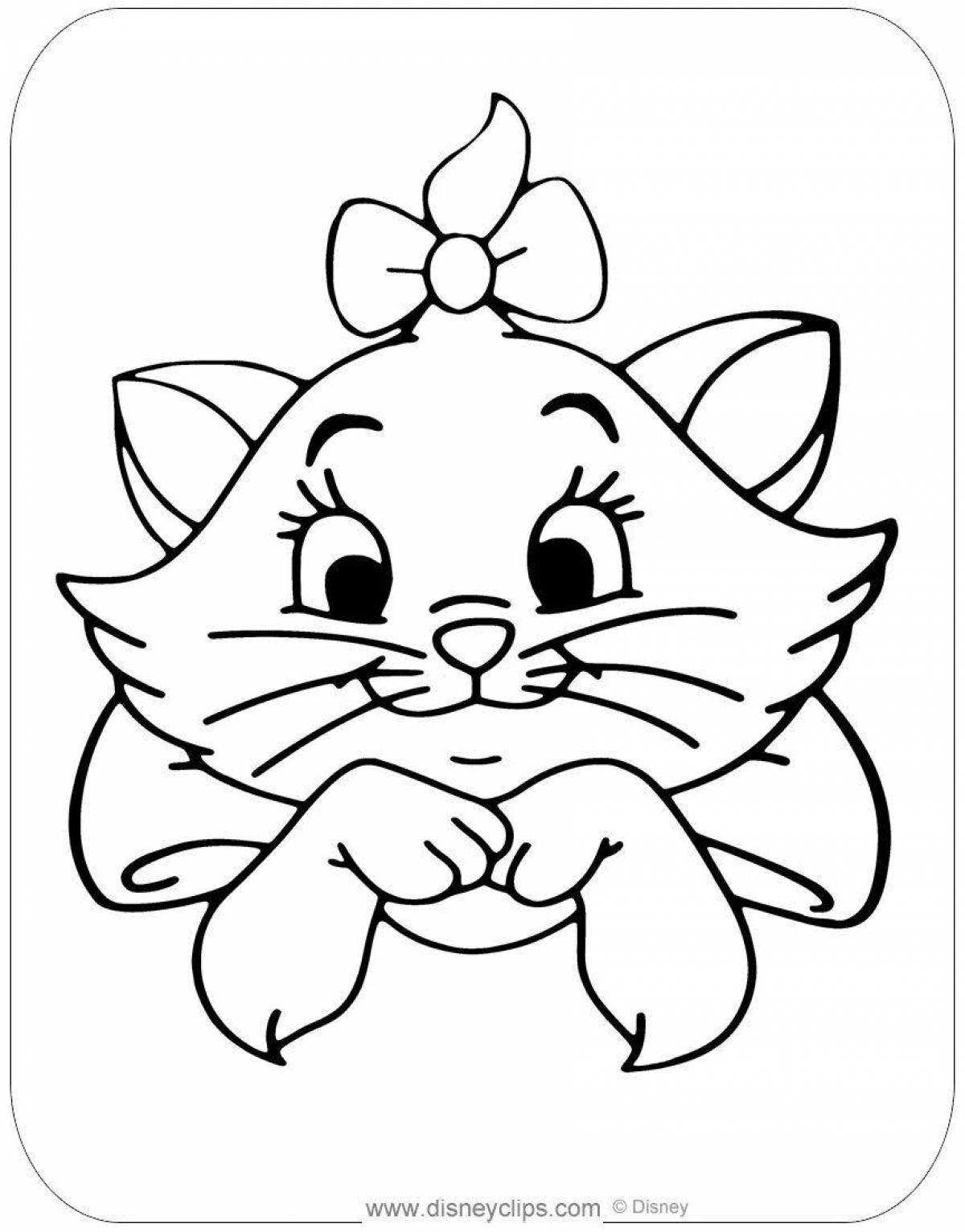 Cute kitten with a bow coloring book