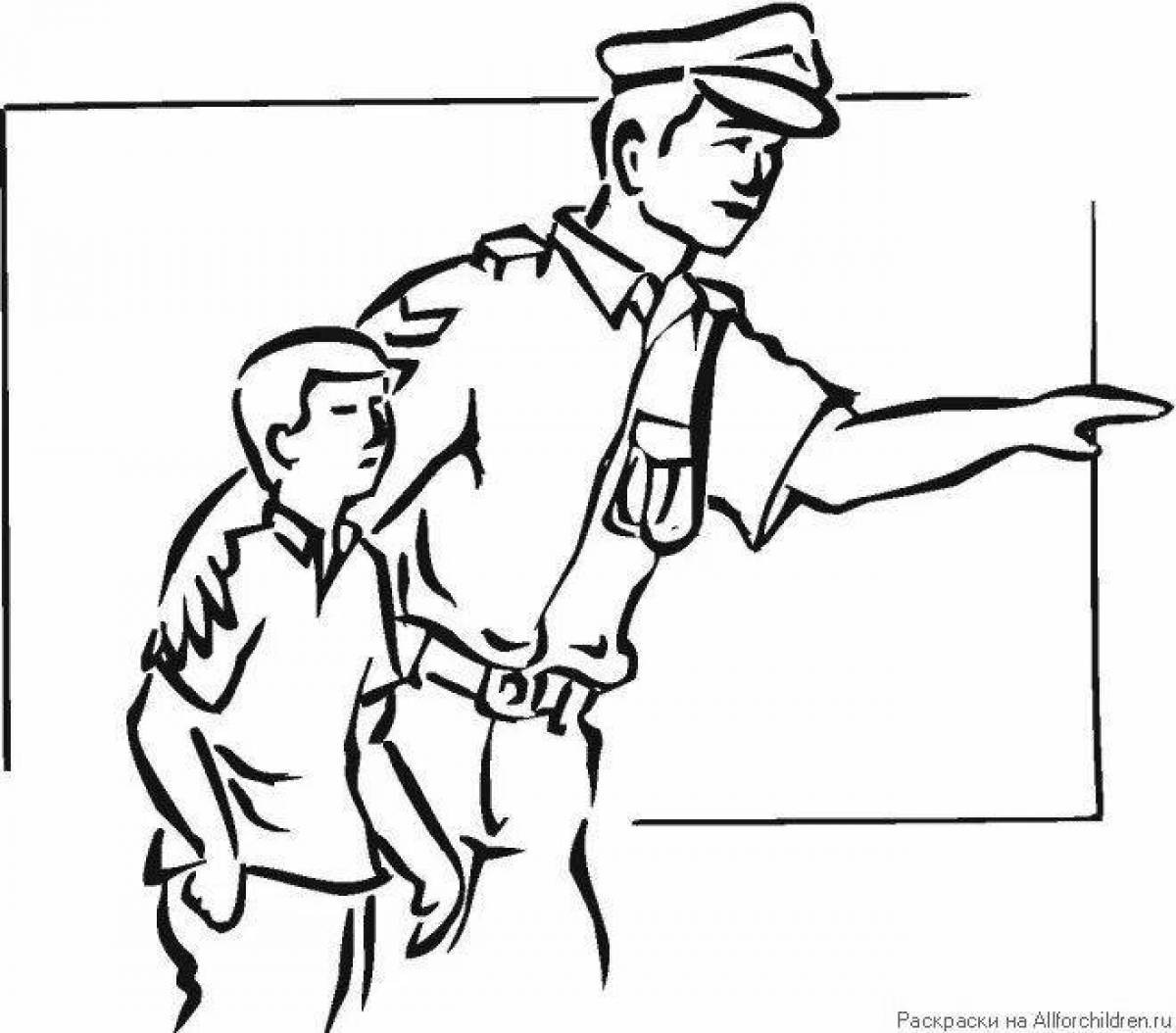 Раскраска на тему полиция и дети