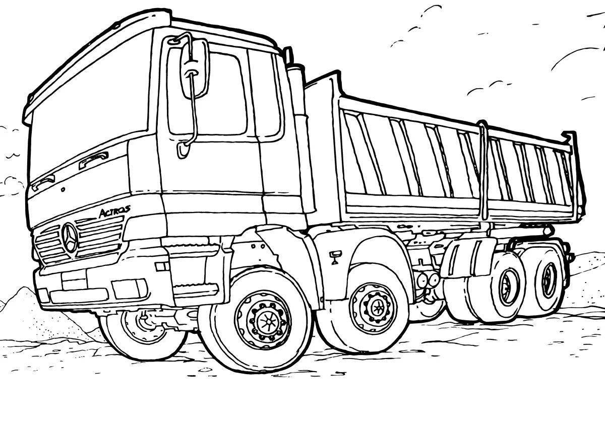 Photo Exciting truck with trailer coloring book