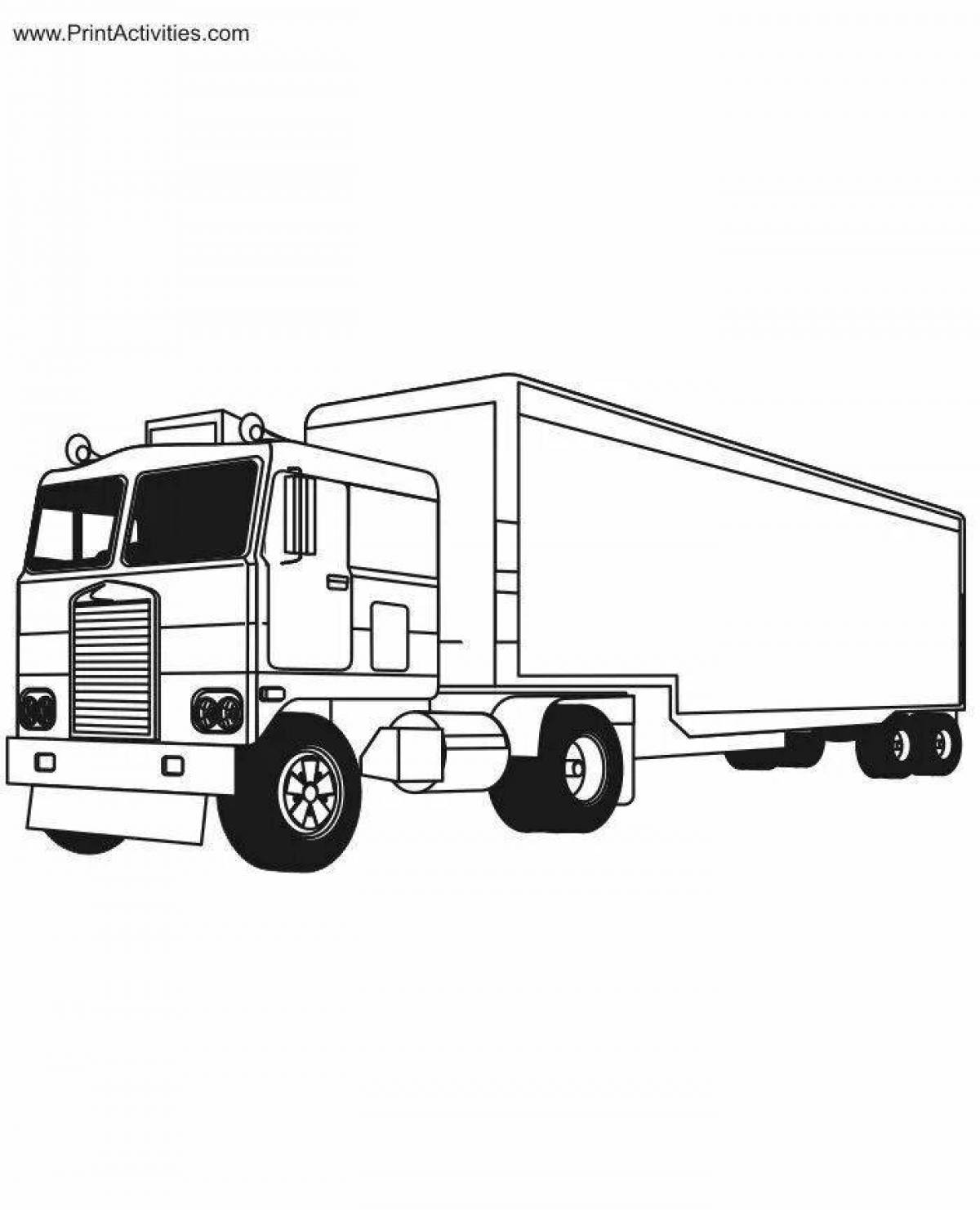 Photo Coloring page cute trailer truck