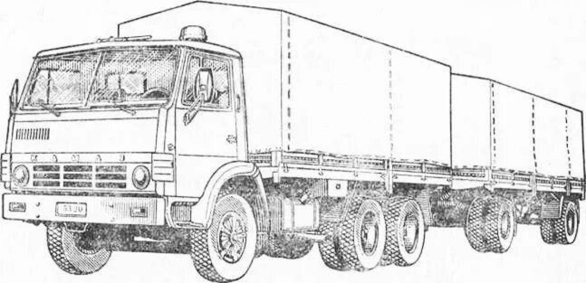 Photo Coloring page for a spectacular truck with a trailer