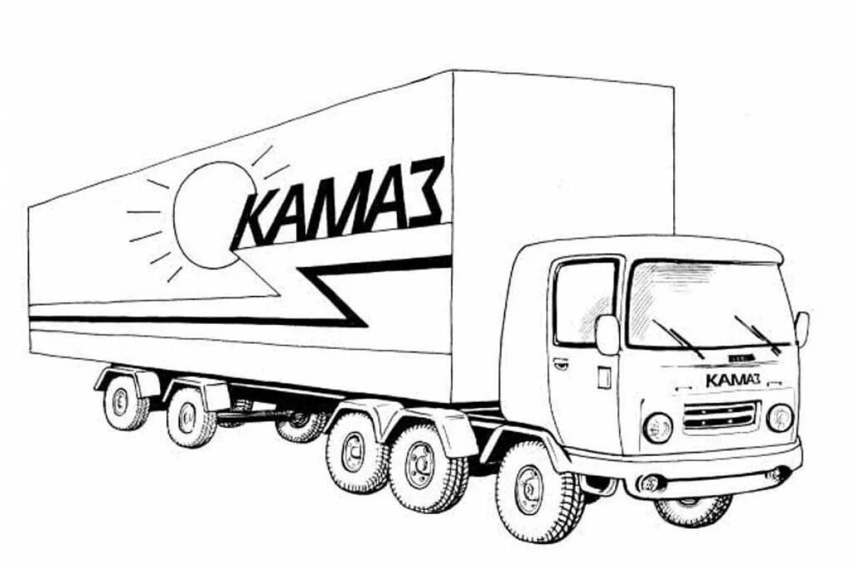 Photo Impressive trailer truck coloring page