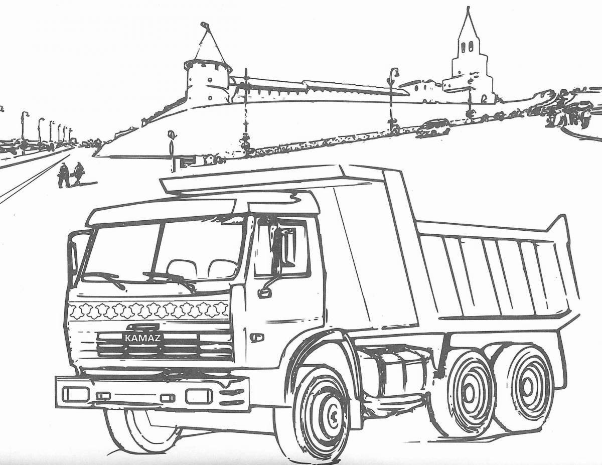 Photo Shiny trailer truck coloring page
