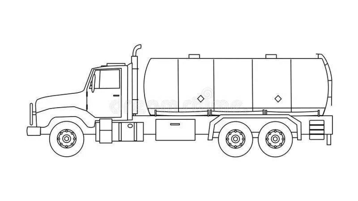 Gorgeous fuel truck coloring book for kids