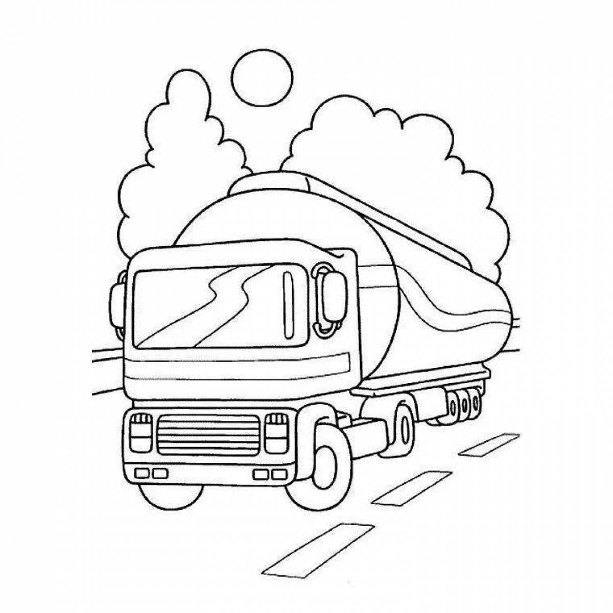 Beautiful coloring page of a fuel truck for the little ones