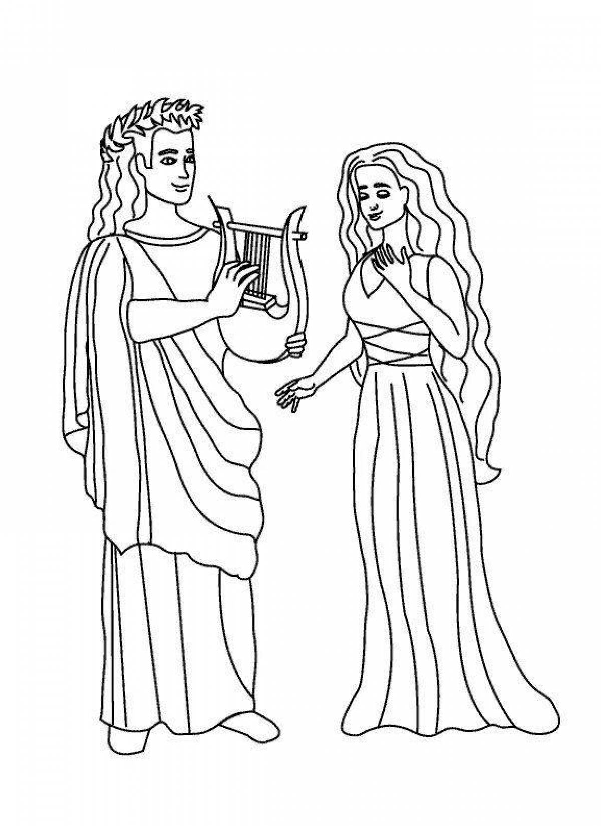 Coloring page Beautiful Eurydice and Orpheus