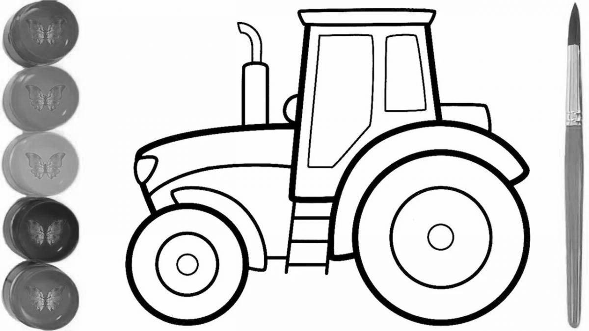 Animated blue tractor coloring page
