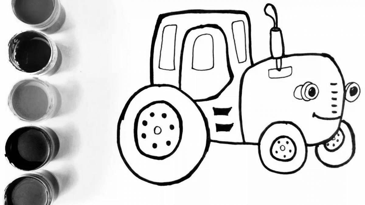 Blue tractor coloring page