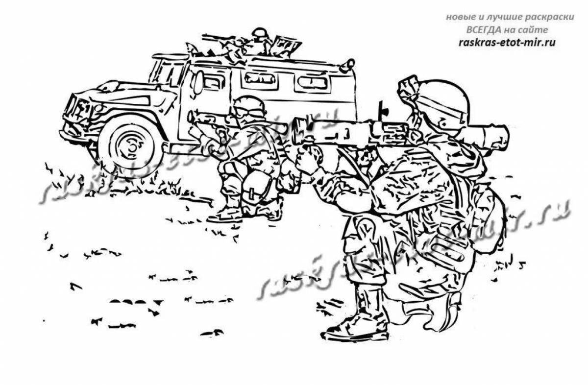 Soldier coloring page with words of encouragement