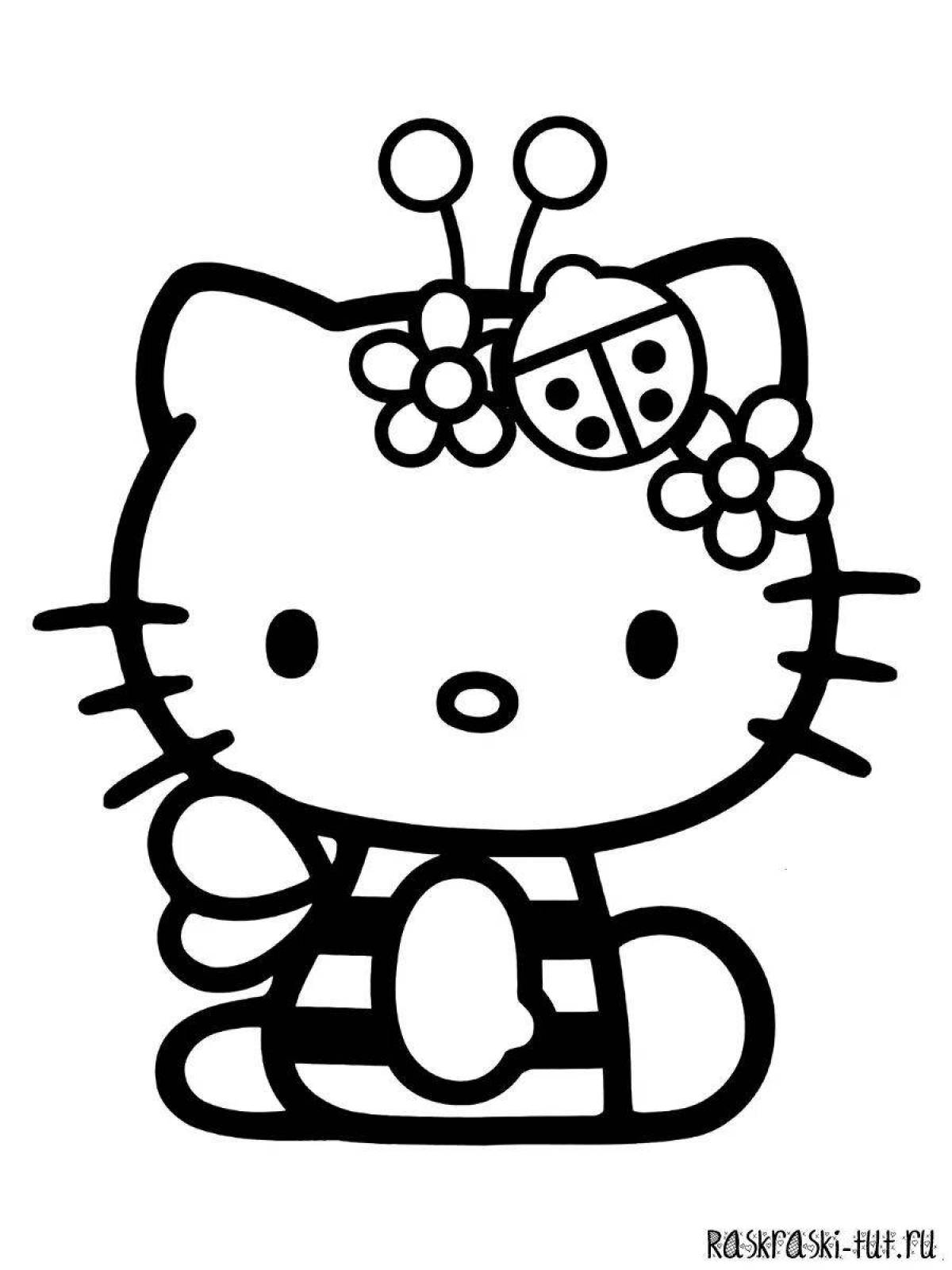 Colorful hello kitty coloring with clothes
