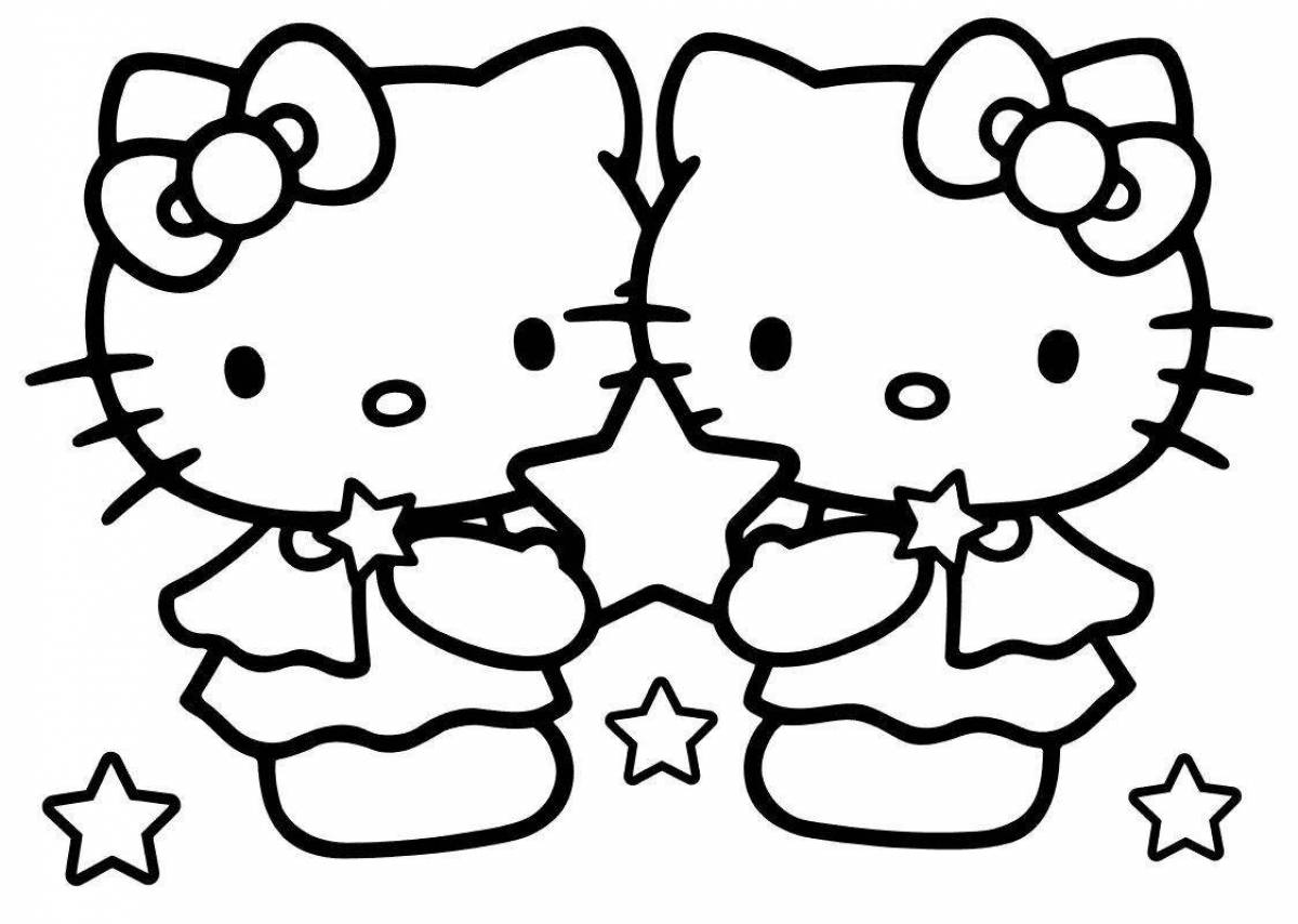 Cute hello kitty coloring book with clothes